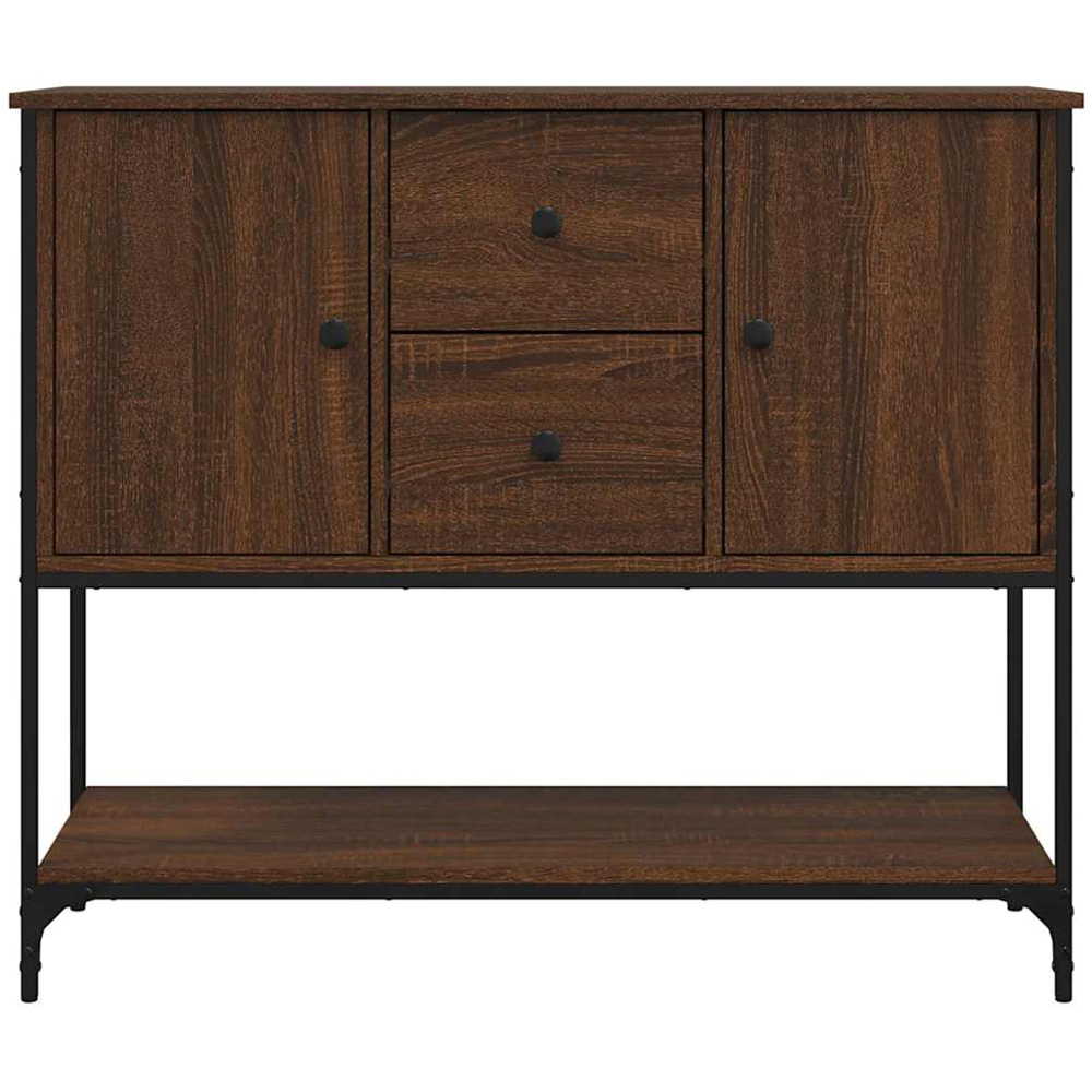 vidaXL 2 Door 2 Drawer Single Shelf Brown Oak Sideboard Image 6