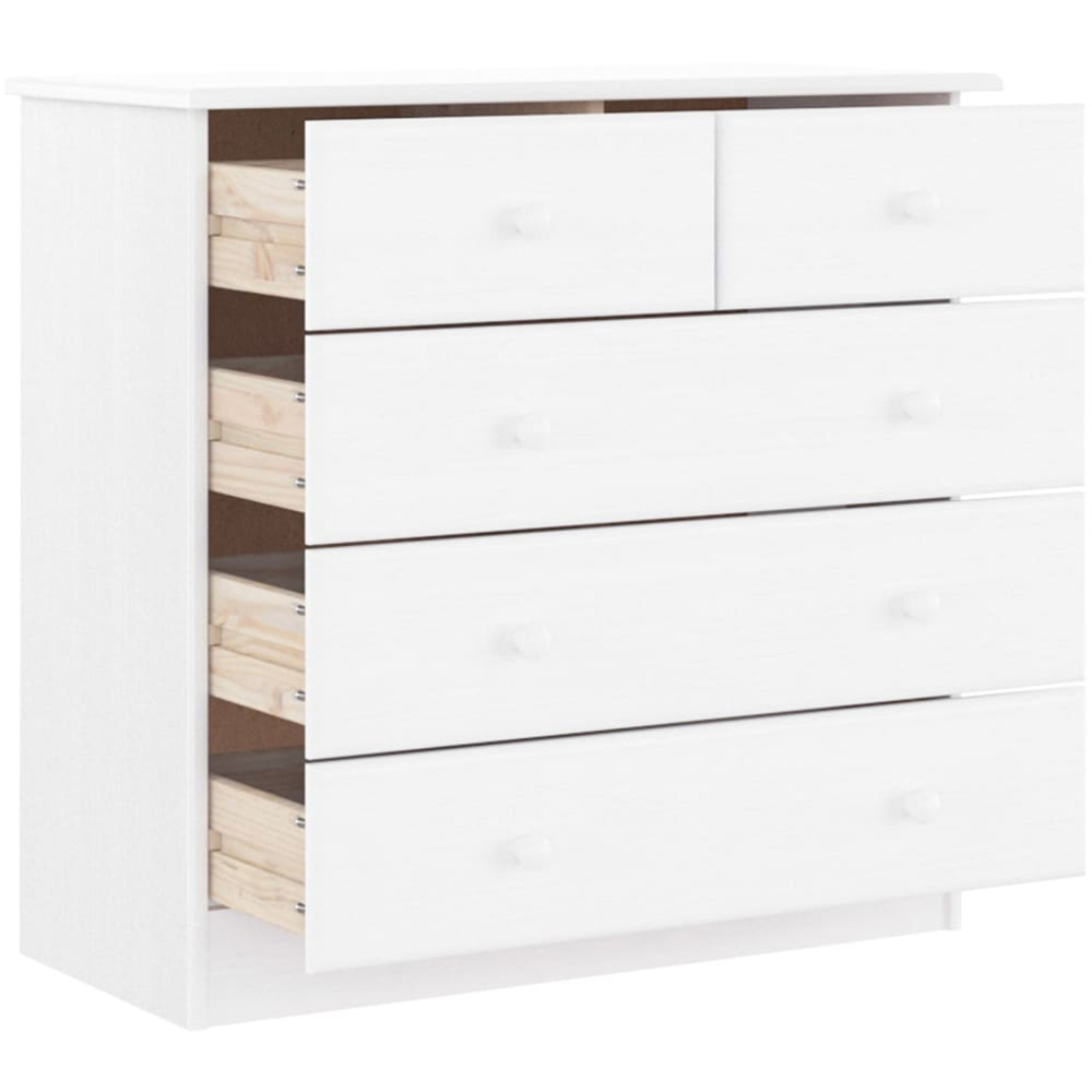 vidaXL Alta 5 Drawer White Solid Pine Wood Chest of Drawers Image 3