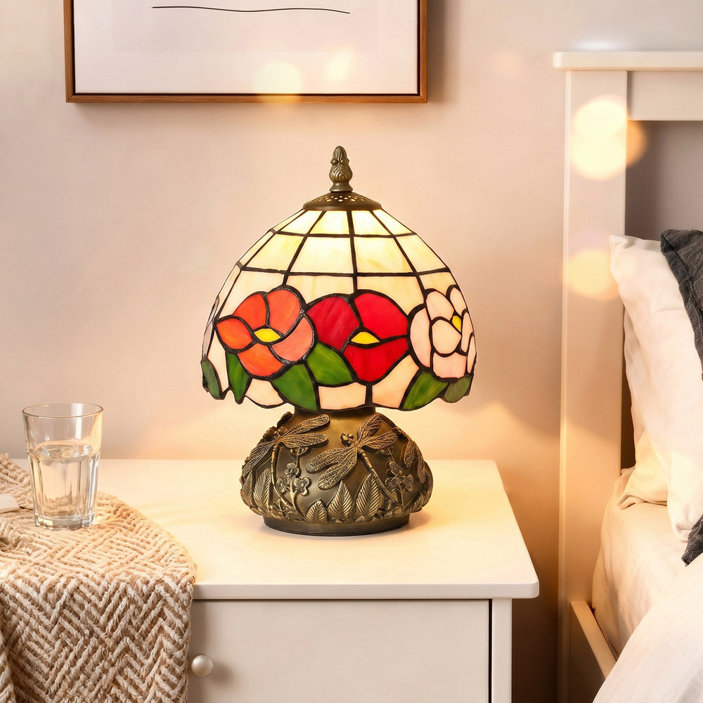 HOMCOM Stained Glass Bedside Lamp Image 3
