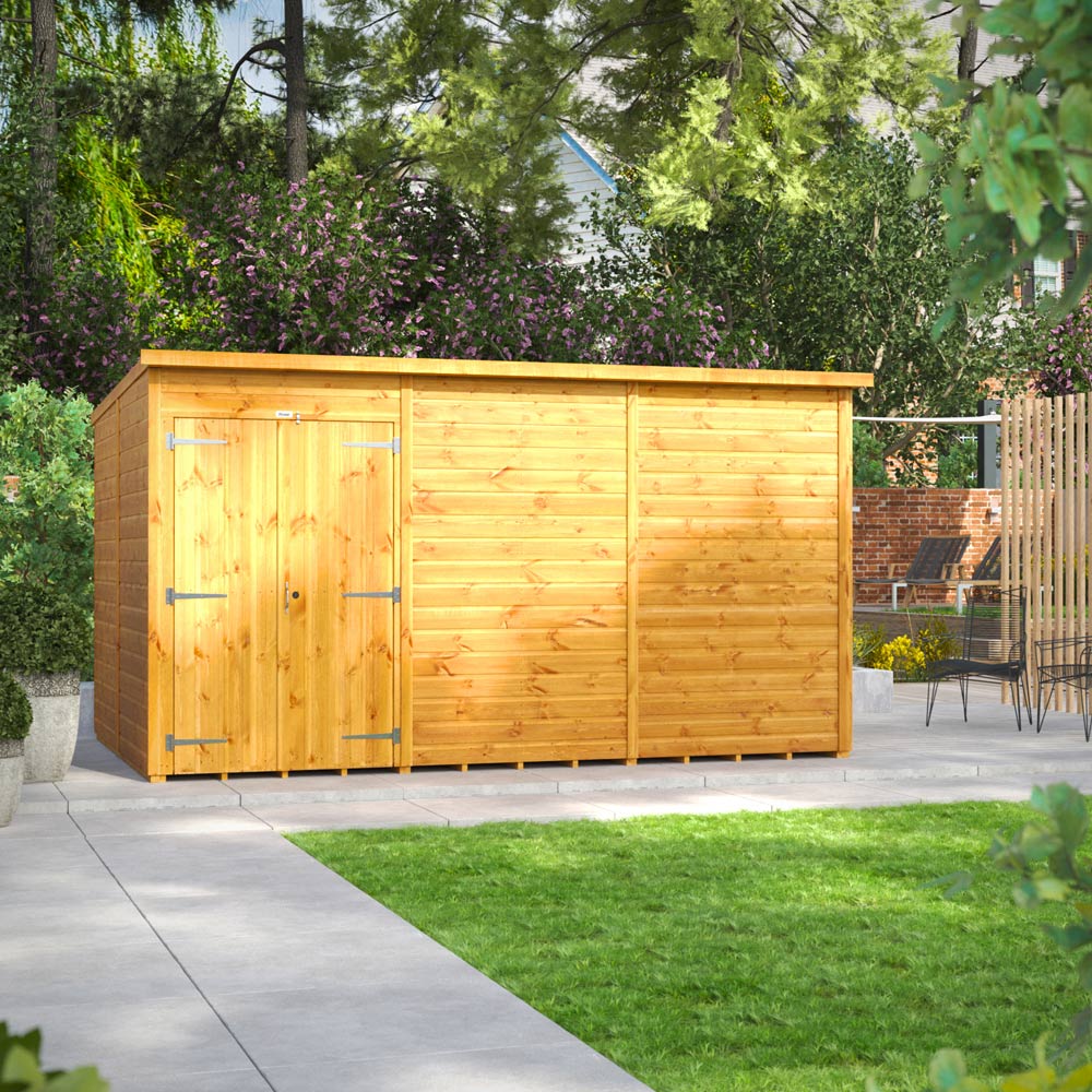 Power Sheds 12 x 8ft Double Door Pent Wooden Shed Image 2