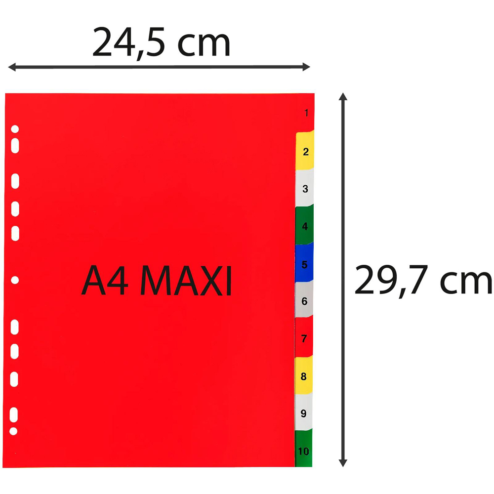 Exacompta A4 Maxi Bright Assorted Colour Polypropylene 1-10 Printed Divider 20 Pack Image 8