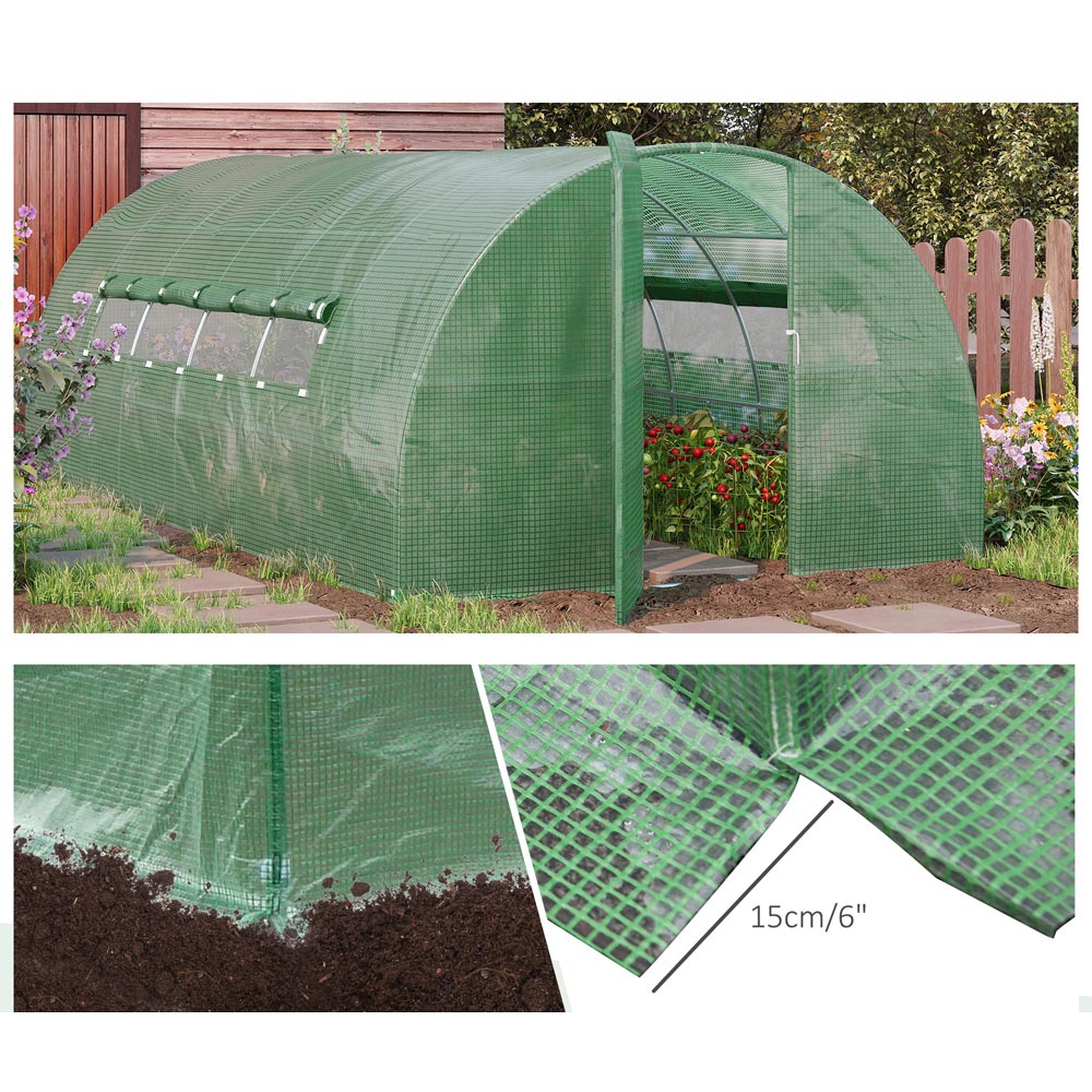 Outsunny Green Steel 9.6 x 18.7ft Walk In Polytunnel Greenhouse Image 5