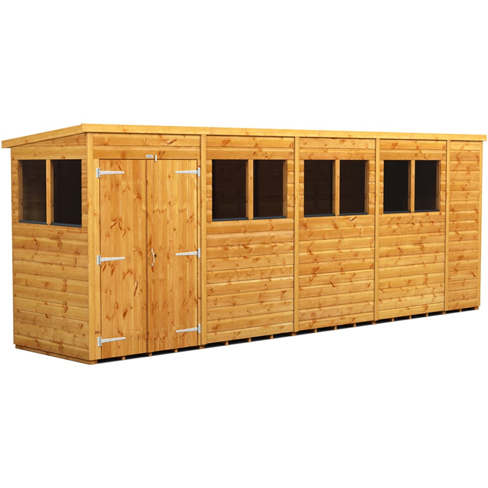 Power Sheds 18 x 4ft Double Door Pent Wooden Shed Image 1