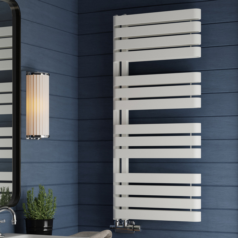 Terma Warp S Matt White Heated Towel Rail 2605 BTU 1110 x 500mm Image 2
