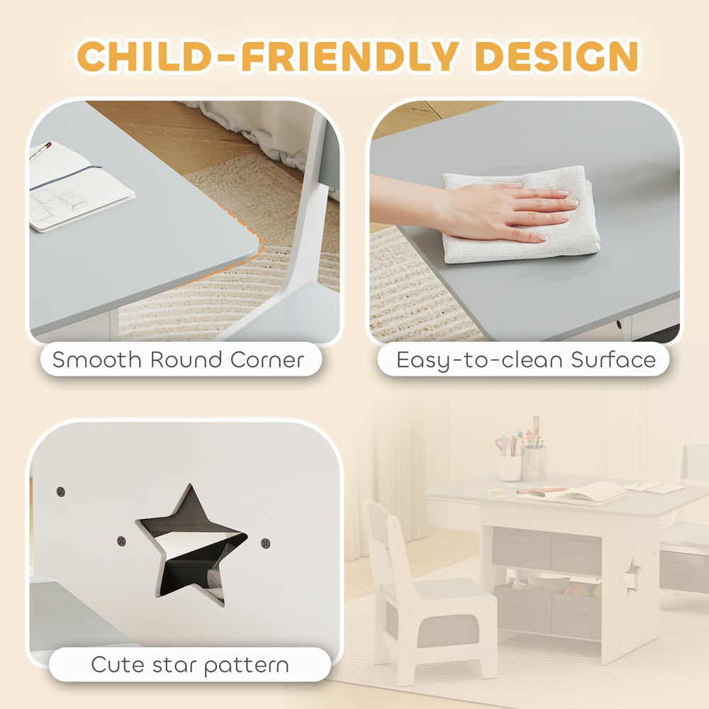 AIYAPLAY 6 Drawer Light Grey Kids Table and Chair Set Image 6