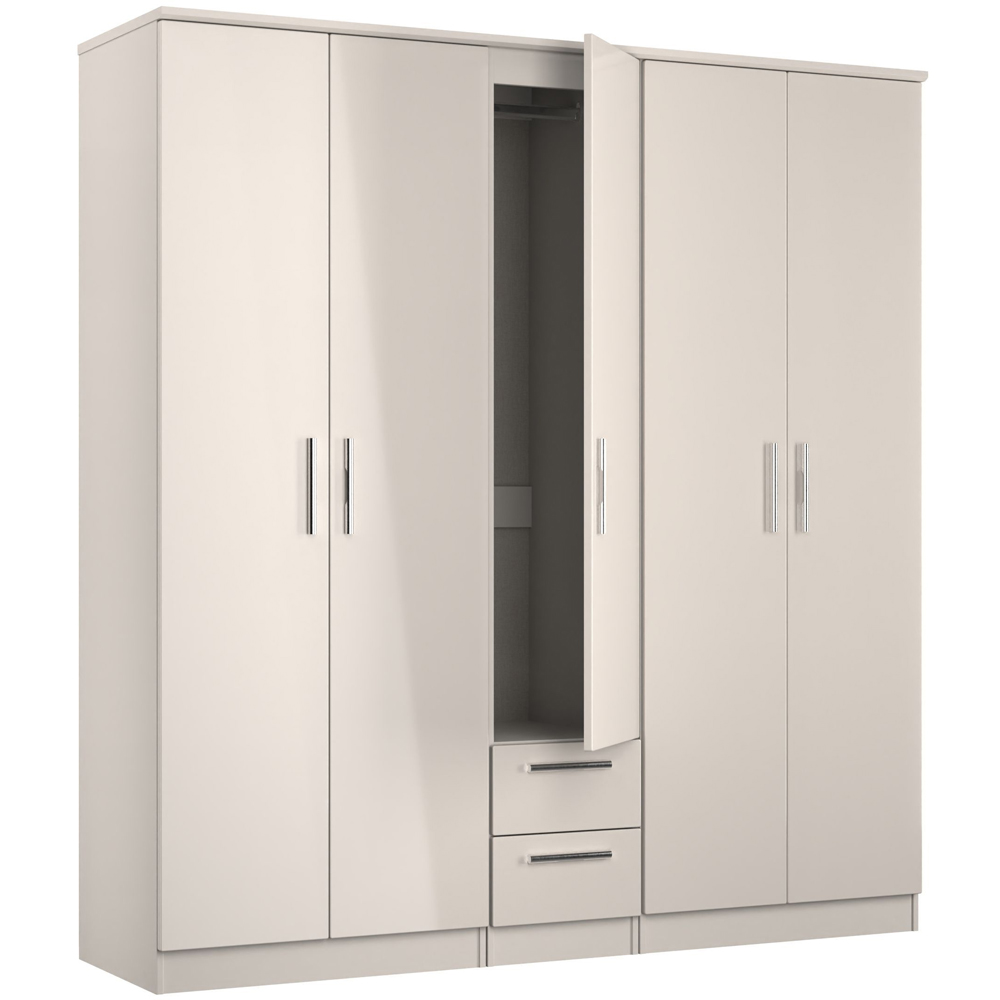 Crowndale Knightsbridge 5 Door 2 Drawer Kashmir Gloss Tall Wardrobe Ready Assembled Image 4