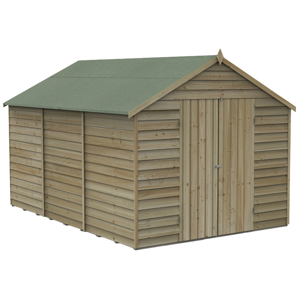 Forest Garden 8 x 12ft Double Door Pressure Treated Overlap Apex Shed Image 1