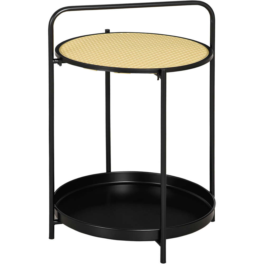Portland Black Round Side Table with Detachable Tray Wilko