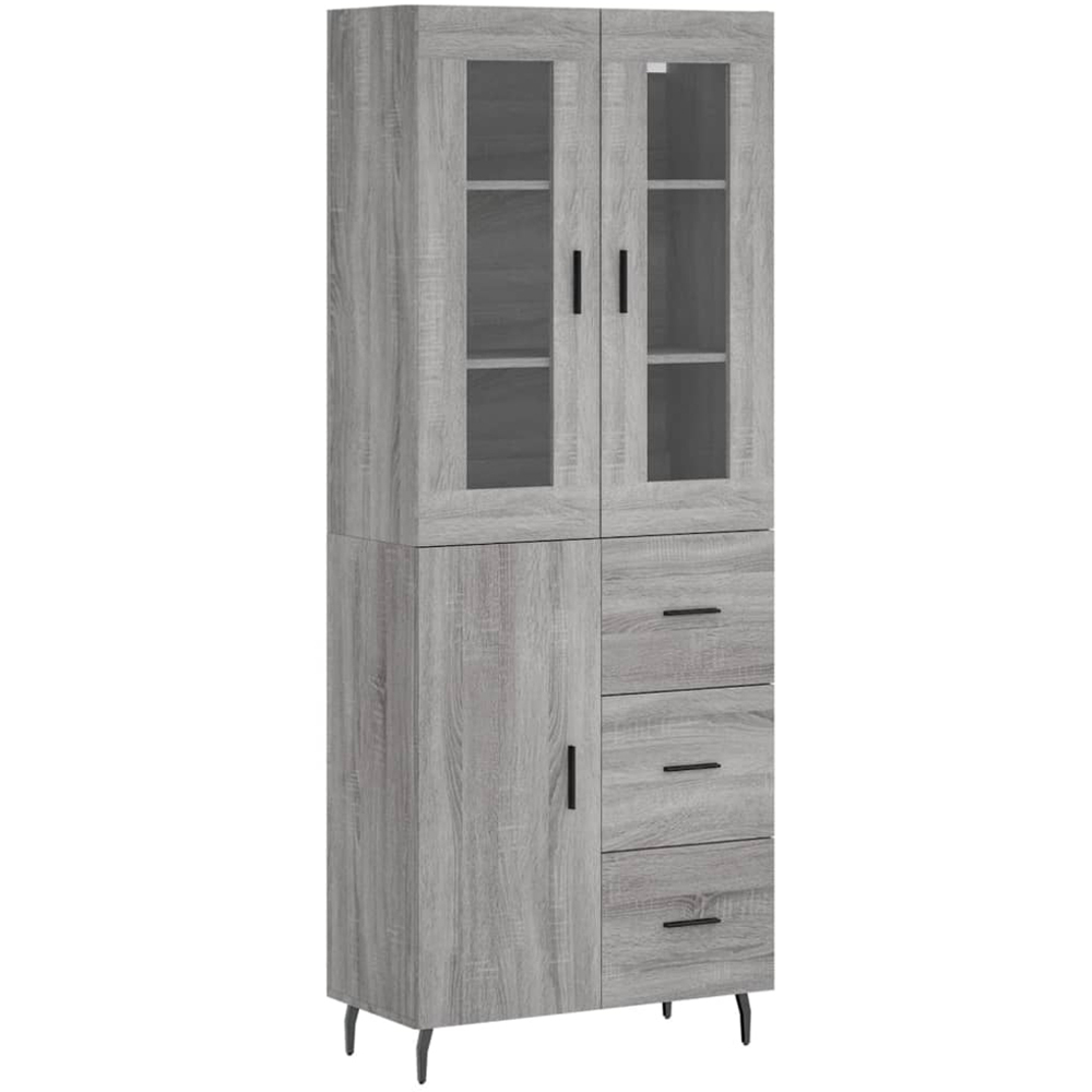 vidaXL 3 Door 3 Drawer Grey Sonoma Highboard Image 2