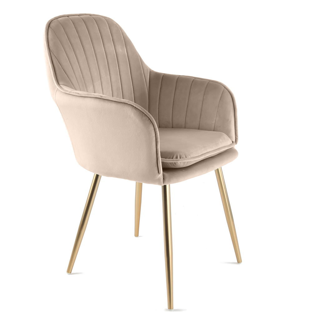 Muse Accent Chair in Velvet Upholstery - Taupe Image 2