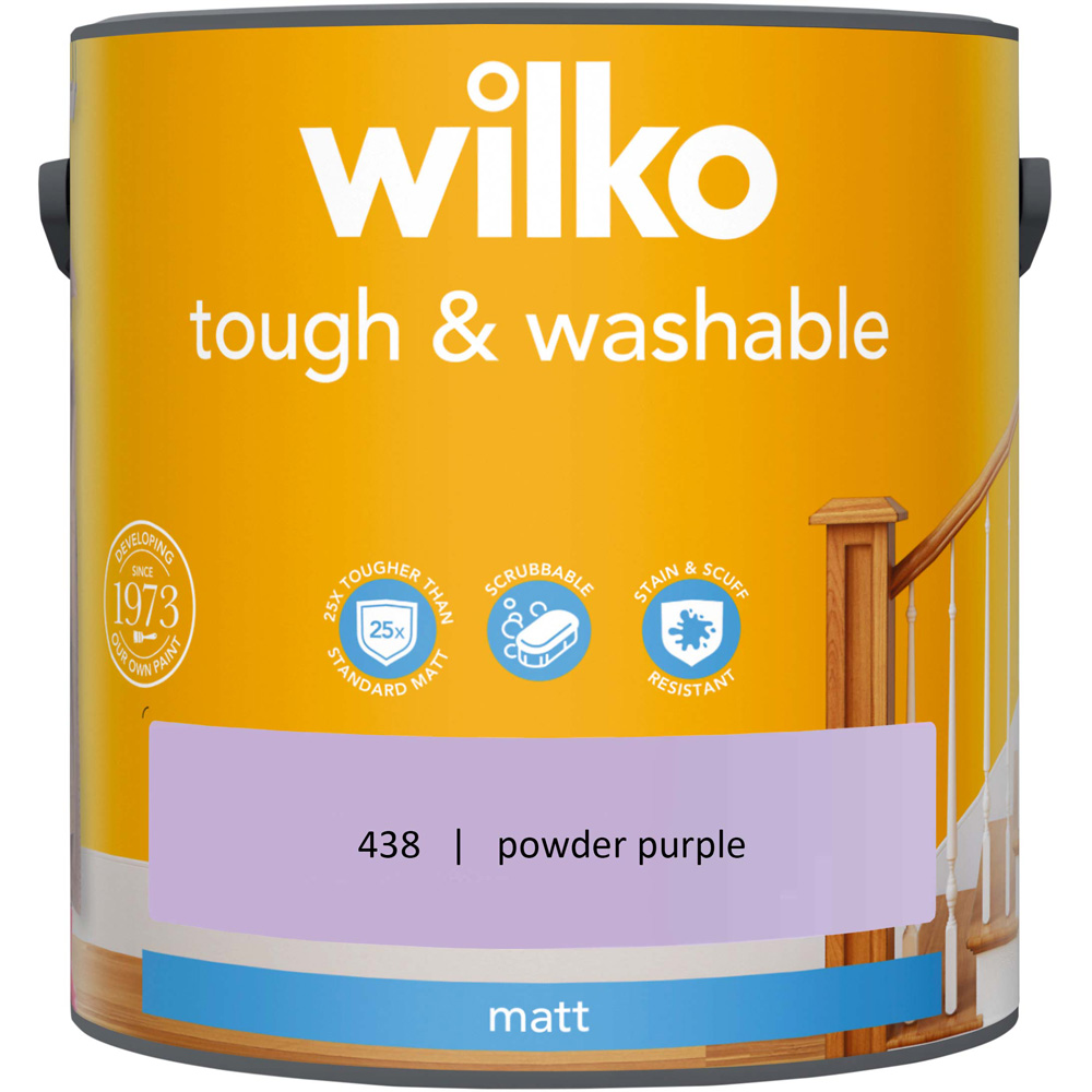 Wilko Tough & Washable Powder Purple Matt Emulsion Paint 2.5L Image 2