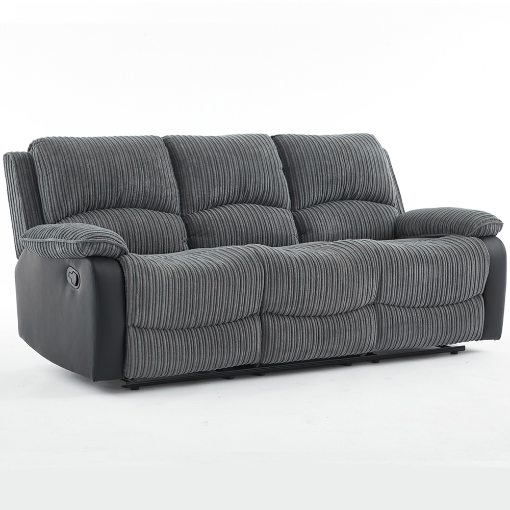 Langham 3 Seater Grey Manual Recliner Sofa Image 2