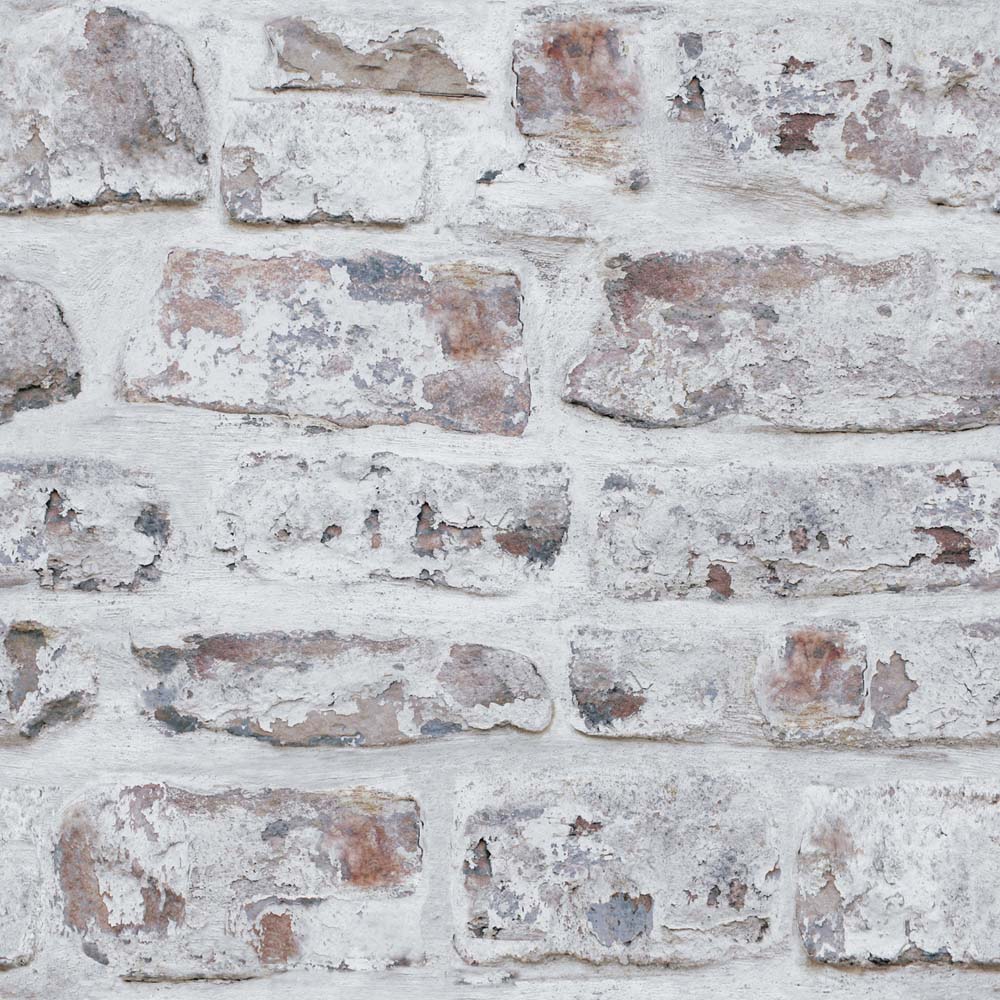 Arthouse Artistick Brick Washed Off White Wallpaper Image 1