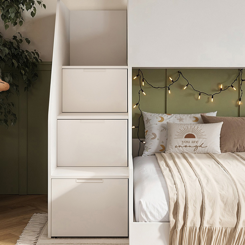 Flair Dreamland White and Oak Play House Triple Bunk Bed with Staircase Image 4