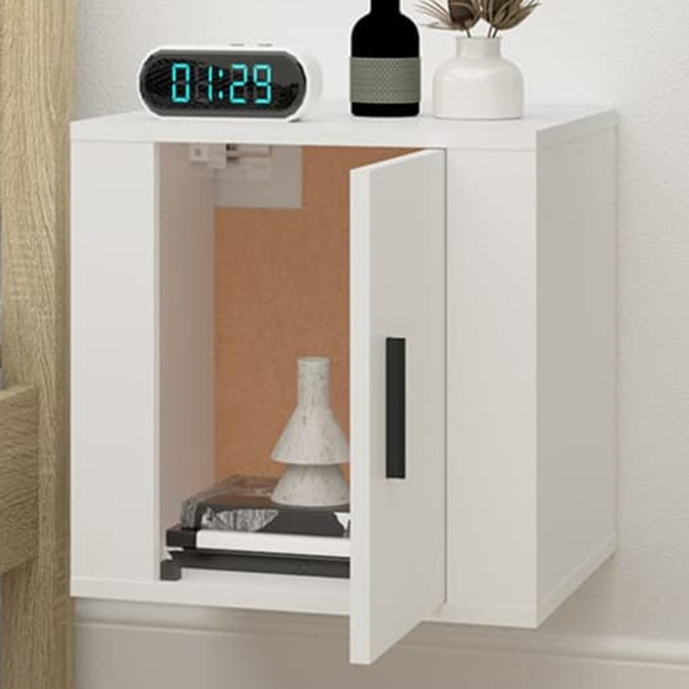 vidaXL Single Door White Wall Mounted Small TV Cabinet Image 1