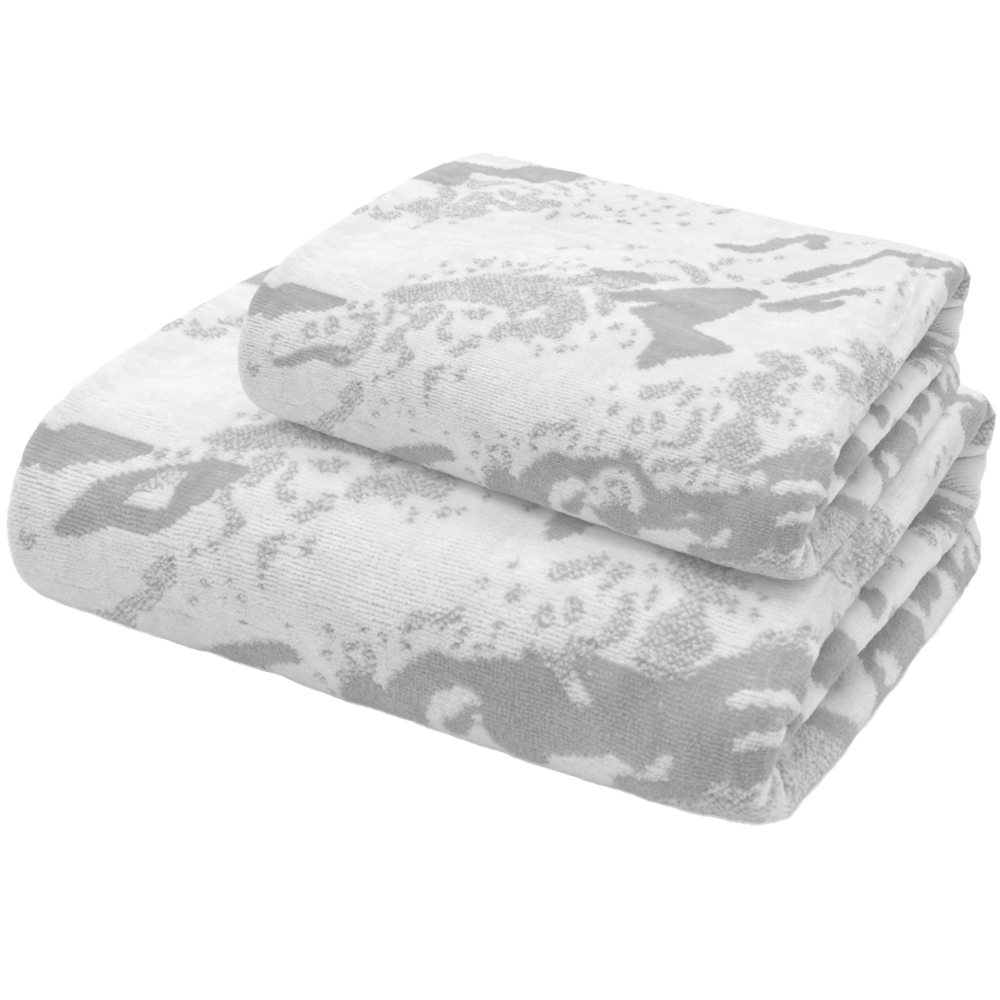 Velosso Marble Silver Hand Towel Set of 2 Image 1