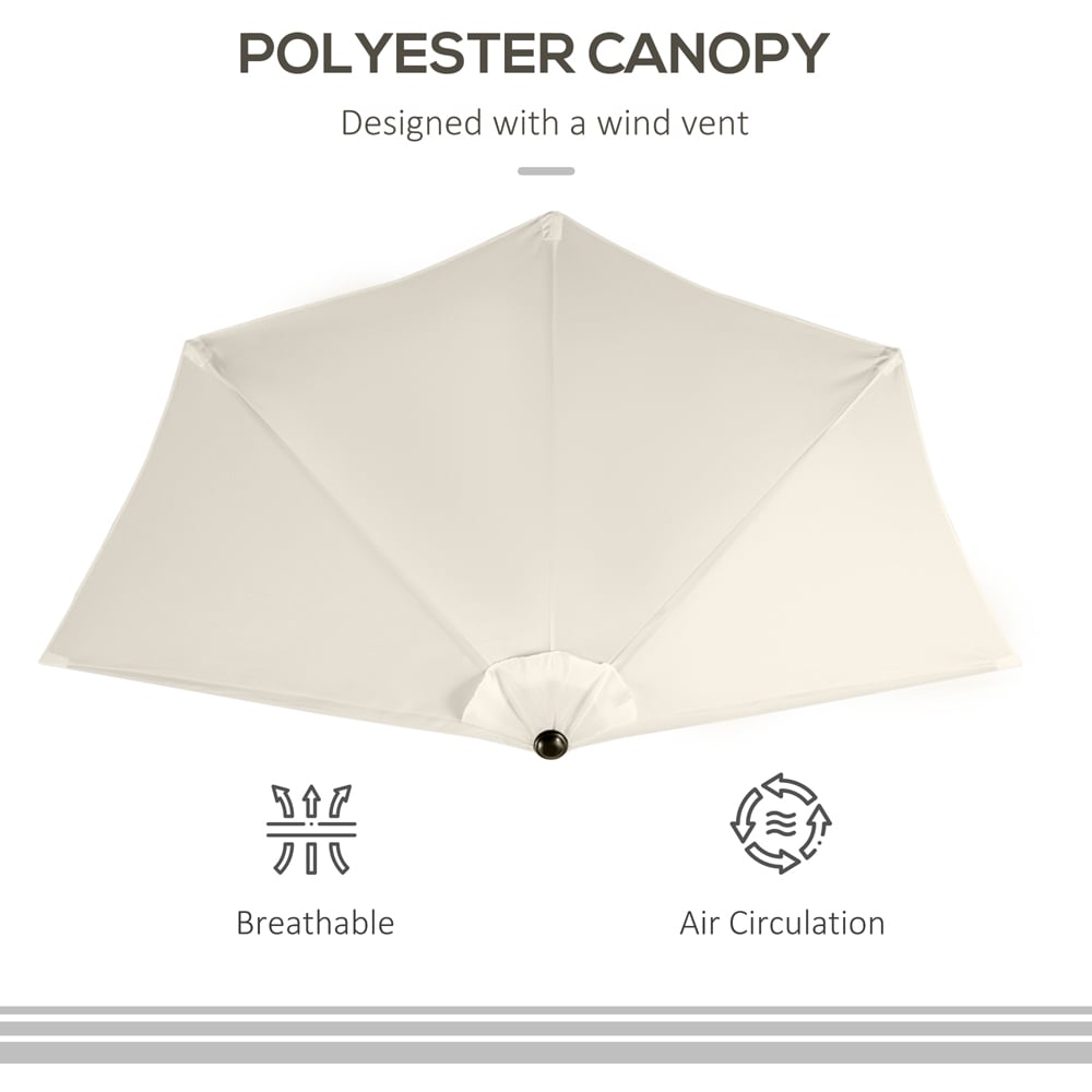 Outsunny White Half Parasol 3m Image 5