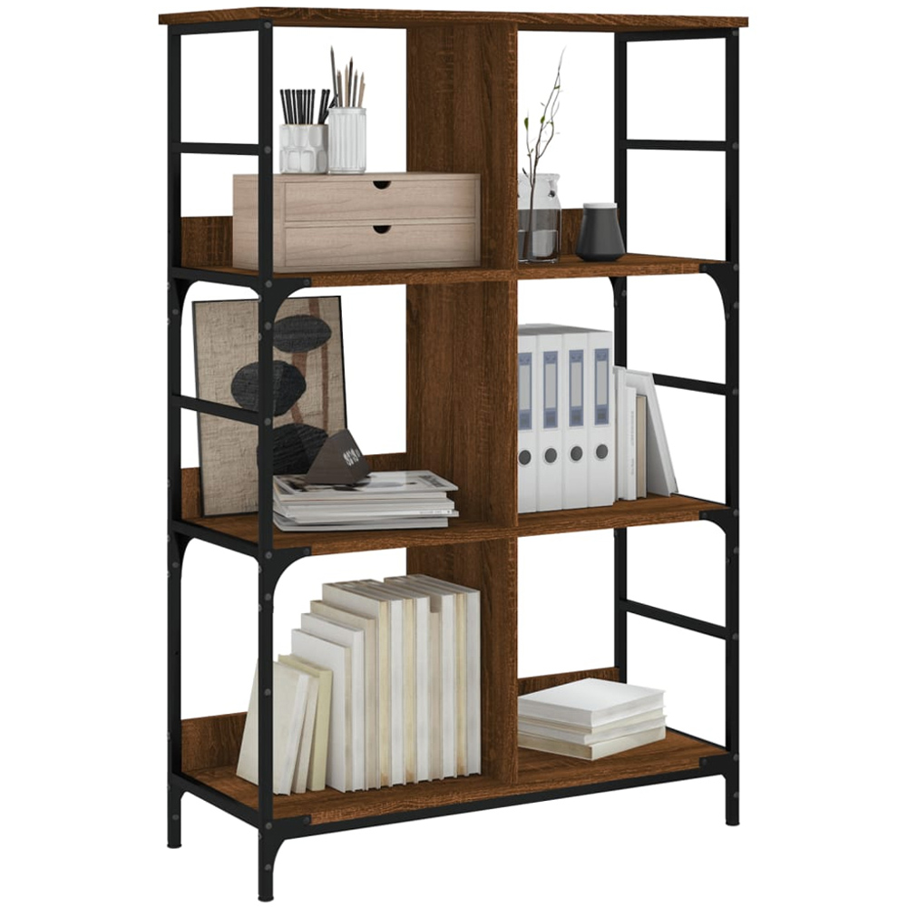 vidaXL 6 Shelf Brown Oak Wooden Bookcase Image 3