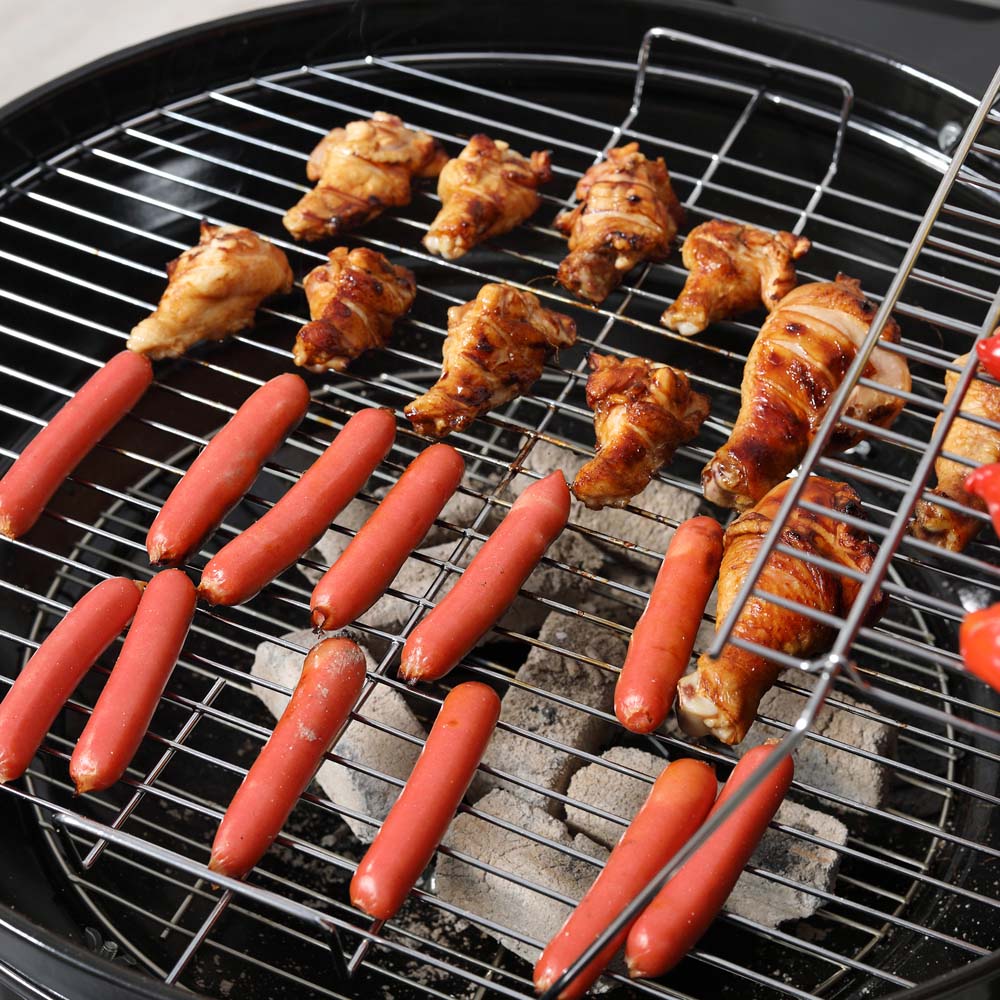 Outsunny Black Deluxe Charcoal Trolley BBQ with Side Tables Image 4