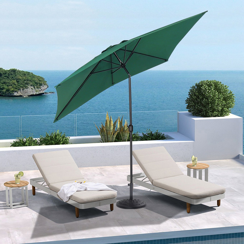 Living and Home Green Square Crank Tilt Parasol with Round Base 3m Image 2