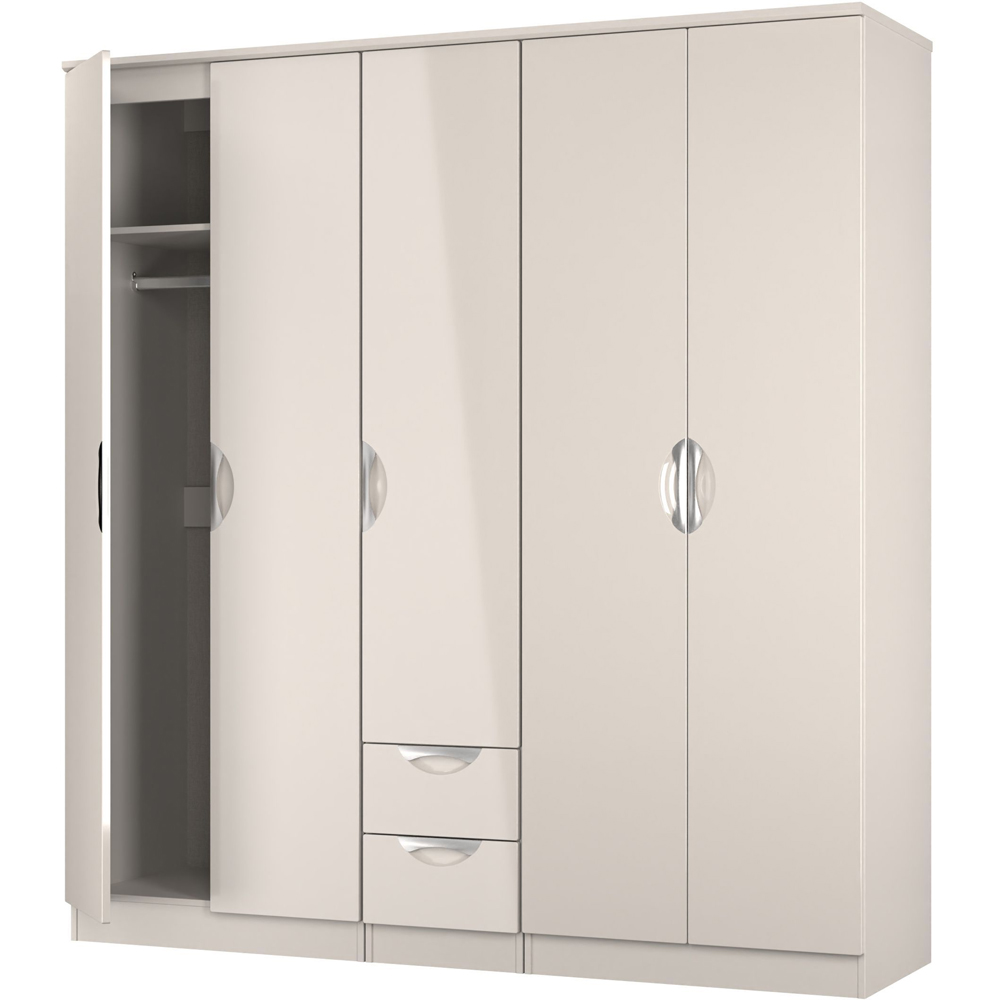 Crowndale Camden 5 Door 2 Drawer Kashmir Gloss Wardrobe Ready Assembled Image 5
