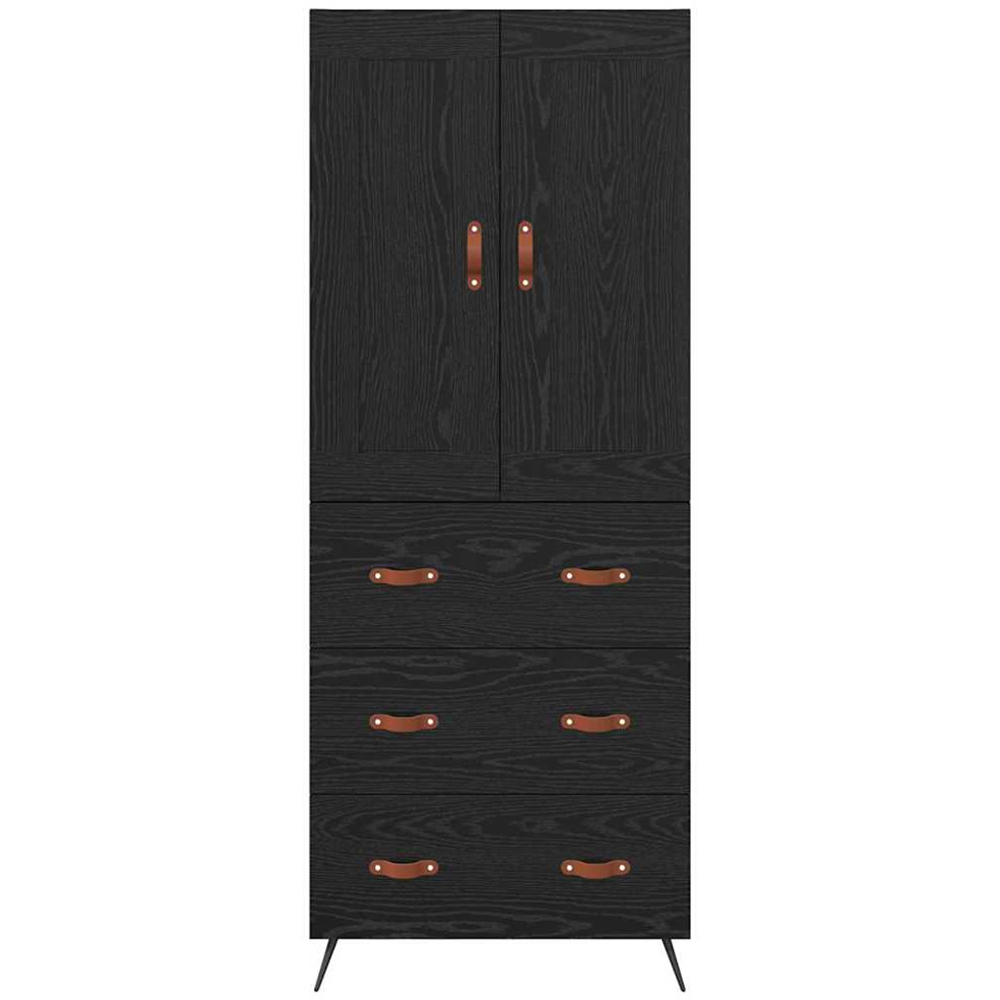 vidaXL 2 Door 3 Drawer Black Oak Sideboard Image 3