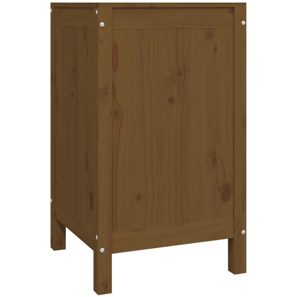 vidaXL Honey Brown Solid Pine Wood Laundry Basket 44 x 44 x 76cm Image 4