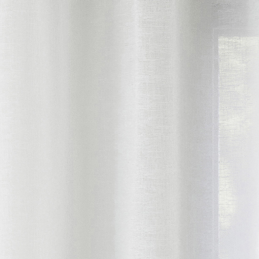 Tyrone Textiles Rhodes White Linen Look Rod Pocket Voile Panel Curtains 140 x 229cm Image 3
