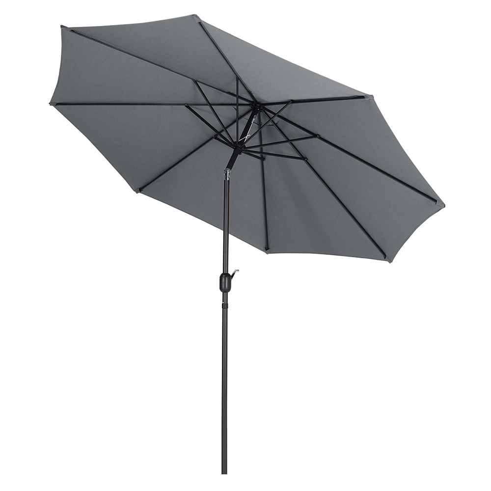 Living and Home Dark Grey Round Crank Tilt Parasol with Rattan Effect Base 3m Image 3