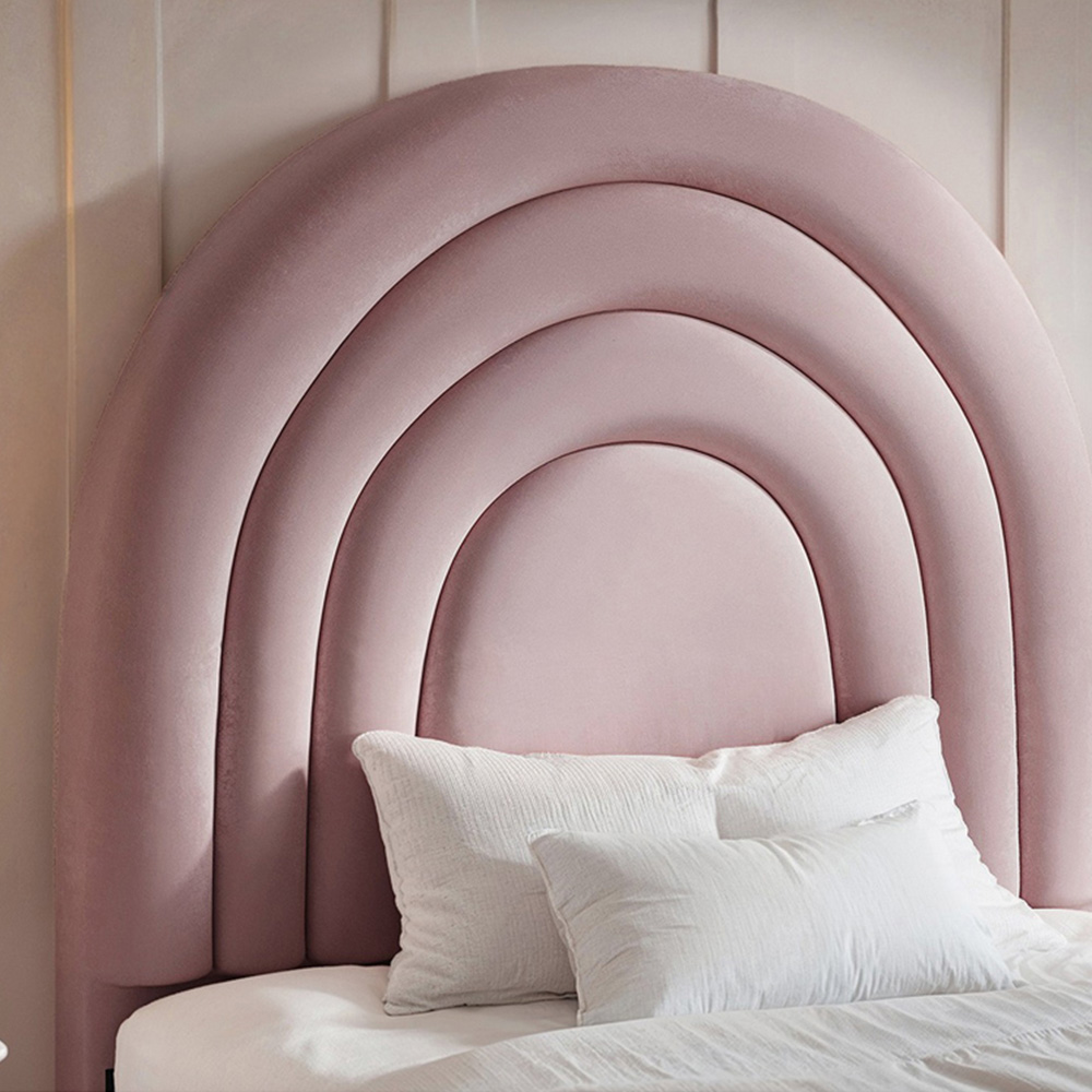 Flair Ava Single Pink Velvet Ottoman Bed Image 4