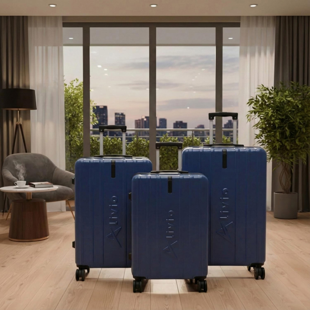Alivio Set of 3 Navy Blue Hard Shell Luggage Suitcase Image 2