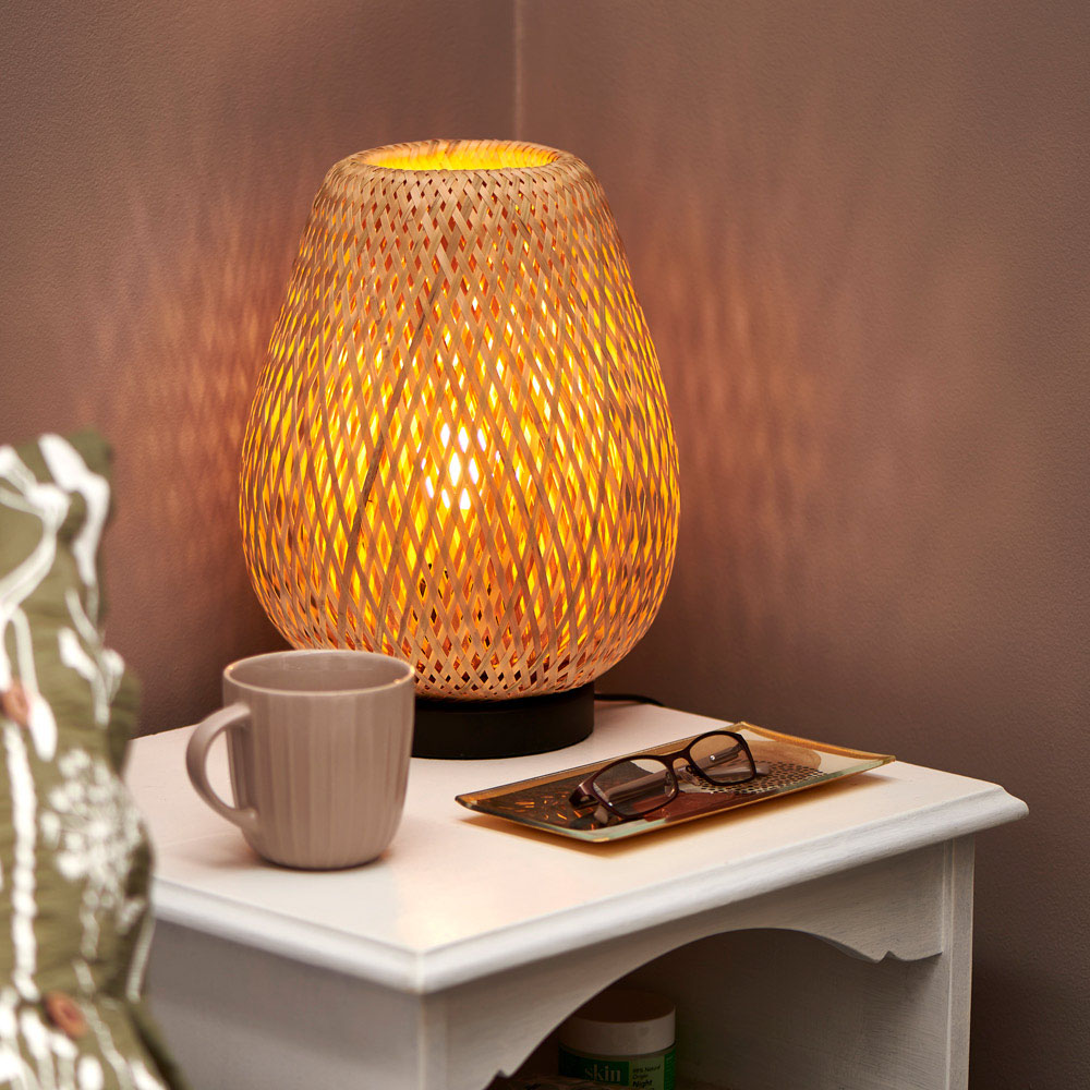Wilko Bamboo Woven Table Lamp Image 2