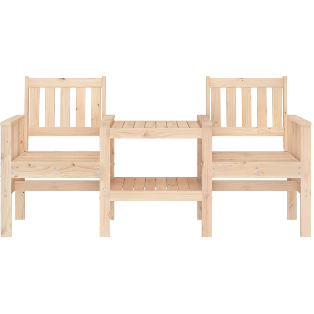 vidaXL 2 Seater Natural Solid Pine Wood Slatted Garden Companion Seat Image 3