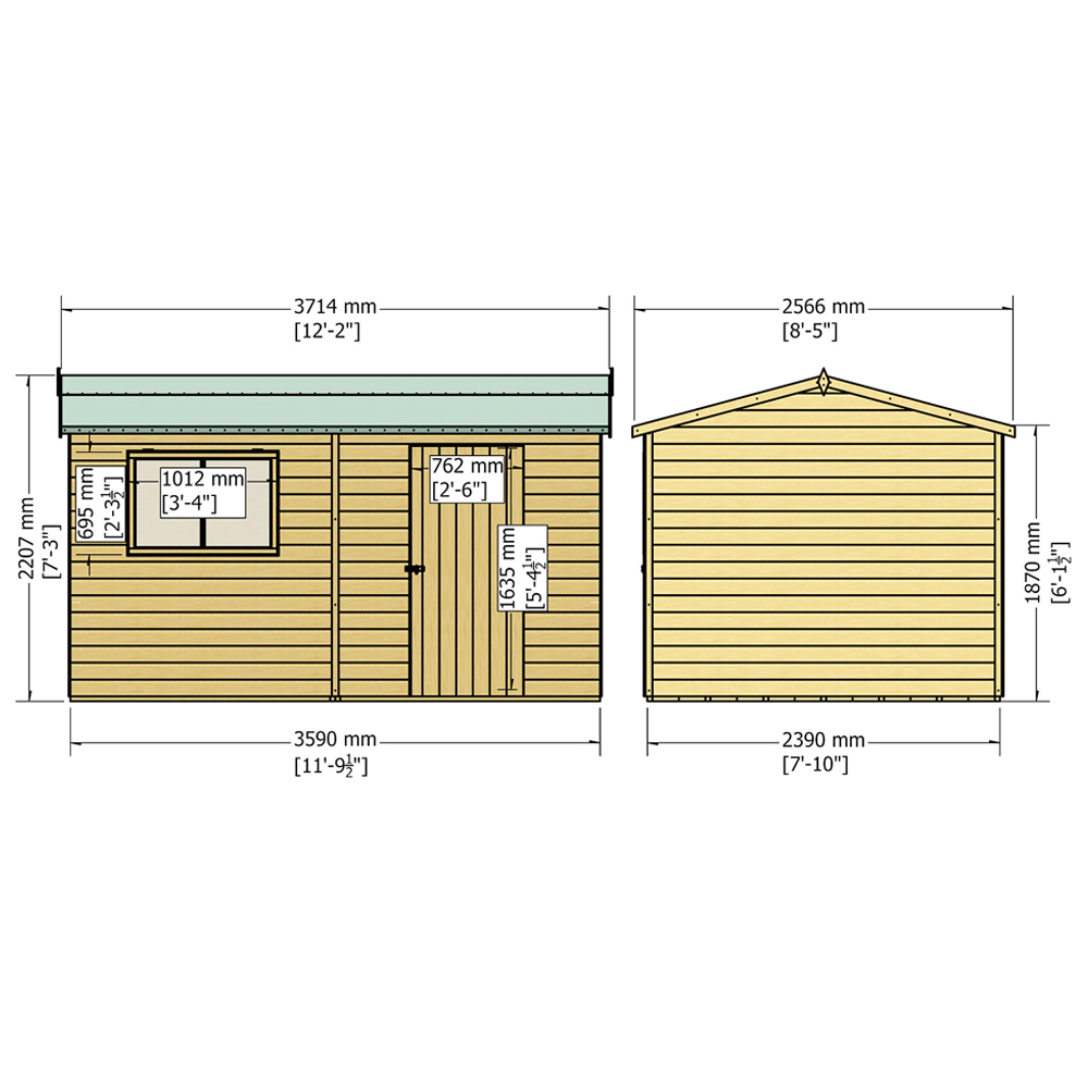 Shire Lewis 12 x 8ft Style C Reverse Apex Shed Image 4
