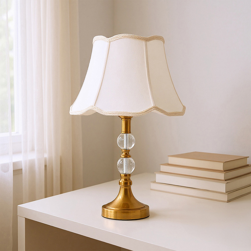 Living and Home Gold and White Fabric Table Lamp Image 7