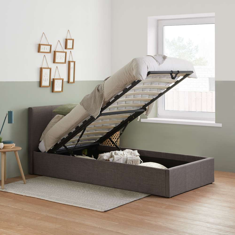 Berlin Single Grey Polyester Ottoman Bed Image 5