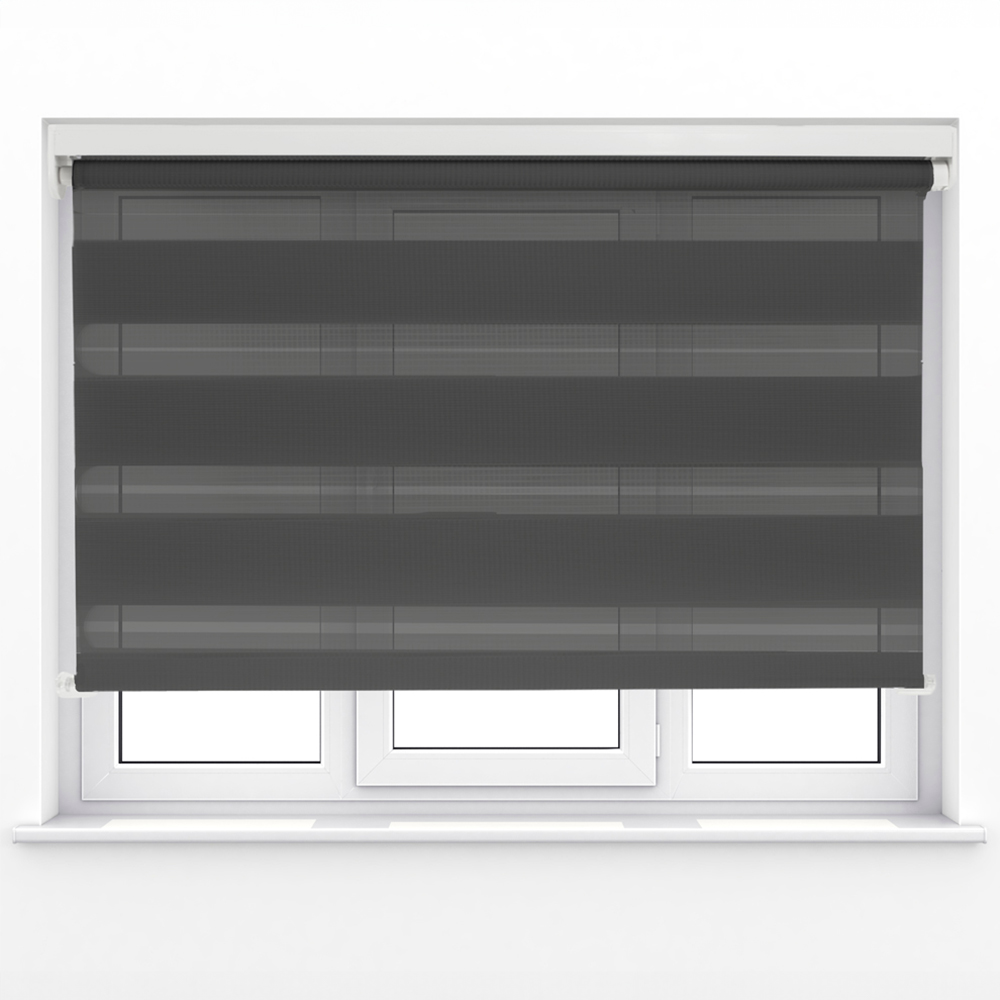 Caecus Day Night Long Drop Roller Blind Black W130 x Drop 210cm Image 1