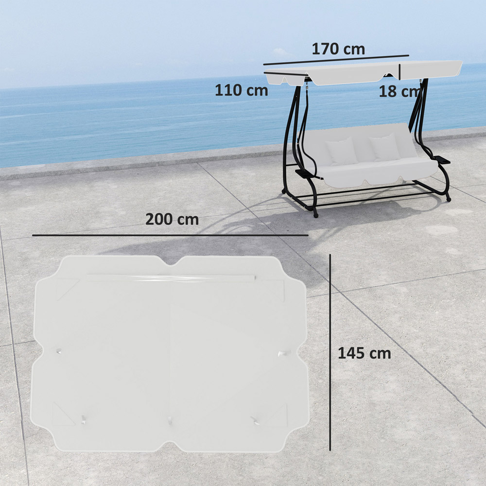 Outsunny 3 Seater Light Grey Waterproof Garden Swing Canopy Replacement Image 8