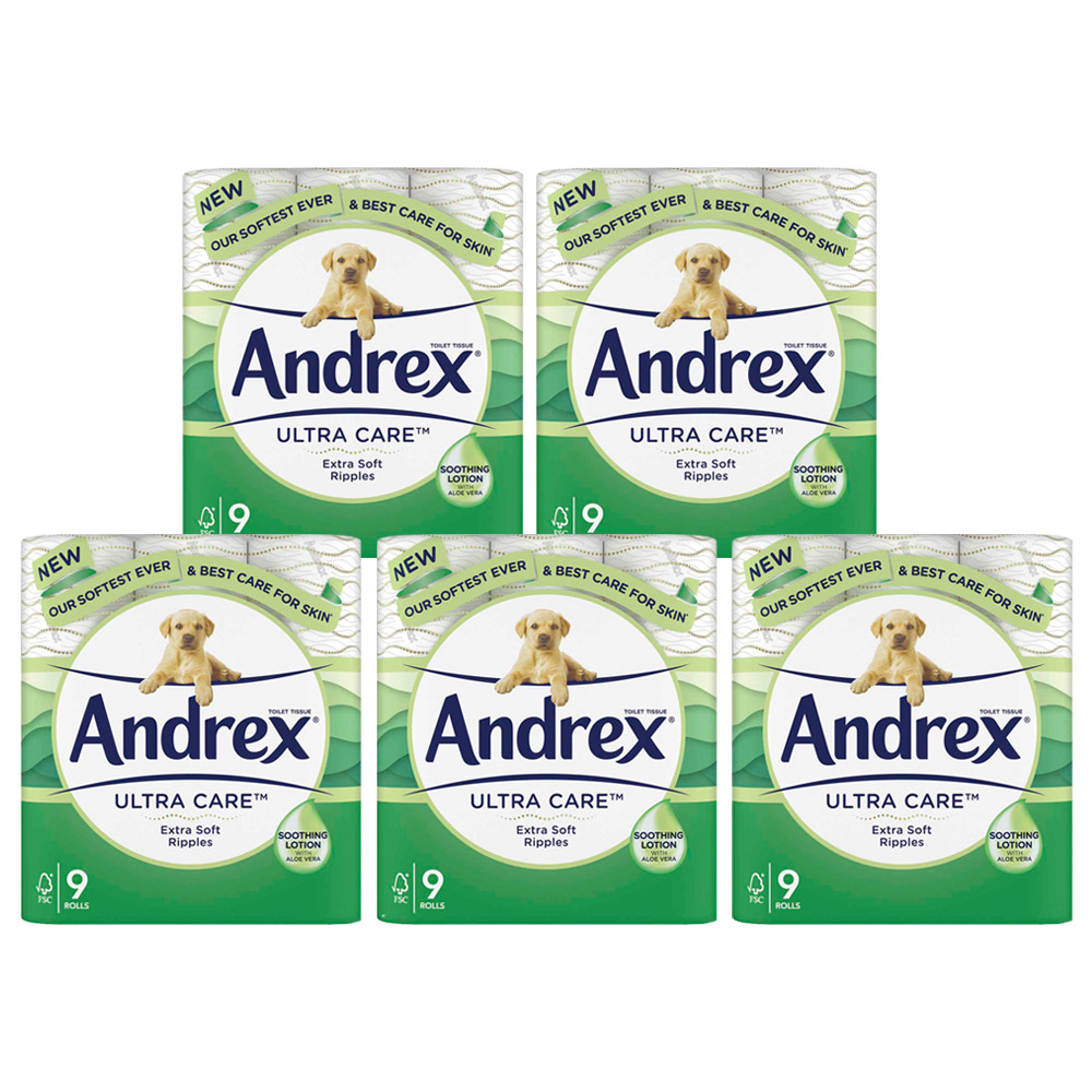 Andrex Ultra Care Toilet Rolls Case of 5 x 9 Rolls Image 1
