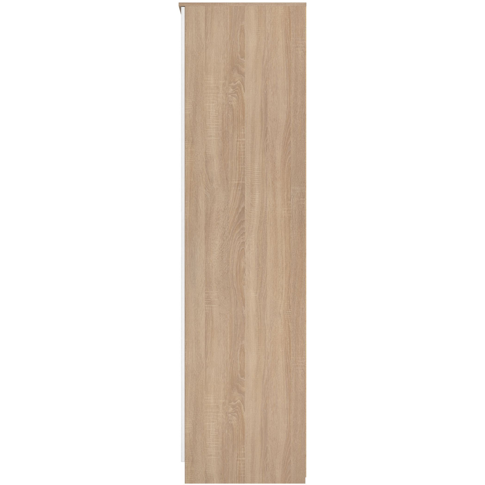 Crowndale Contrast 3 Door 2 Drawer White Matt and Bardolino Oak Mirrored Wardrobe Ready Assembled Image 3