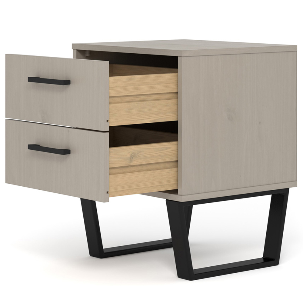 Core Products Texas 2 Drawer Grey Waxed Pine Bedside Cabinet Image 4