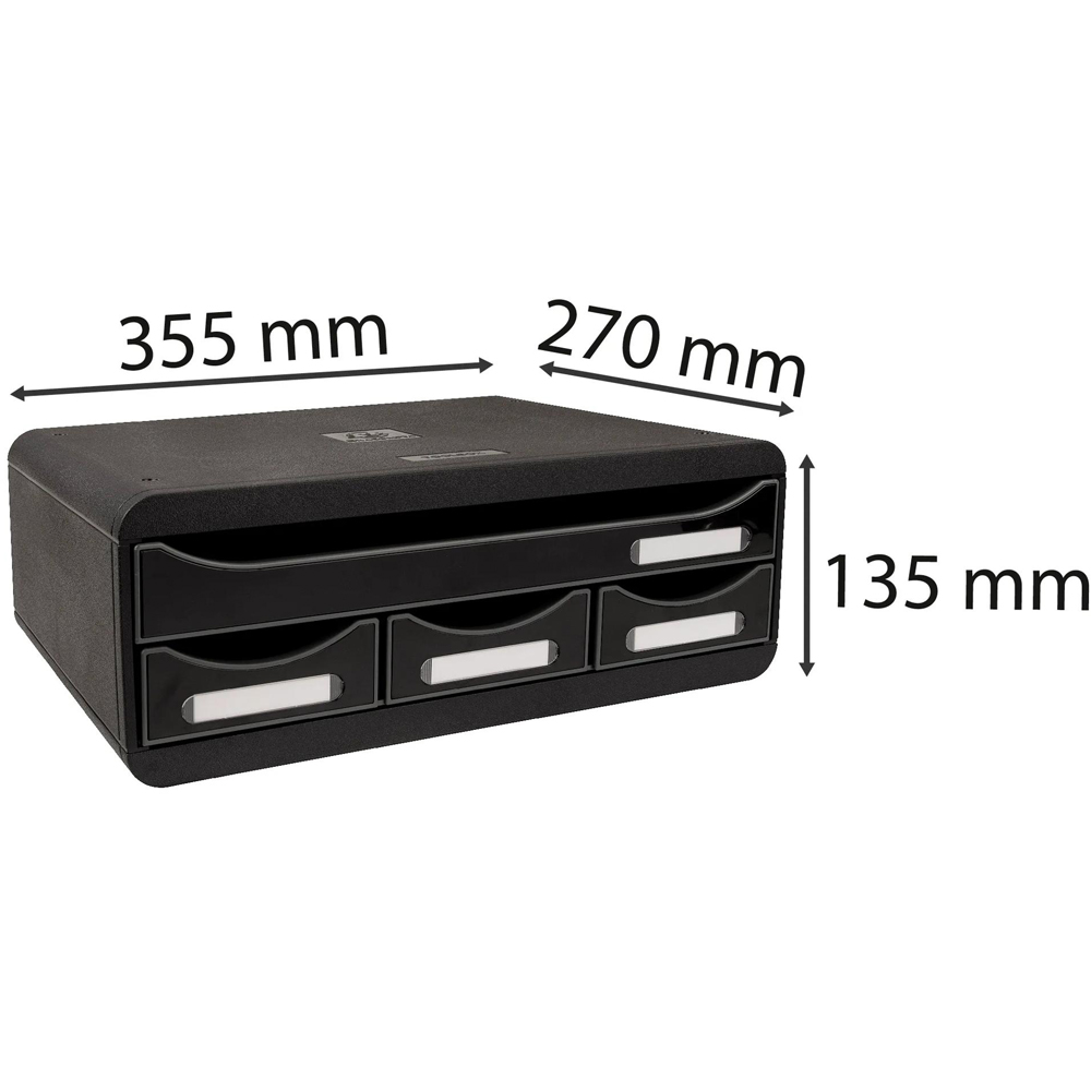 Exacompta Mini 4 Drawer Glossy Black Toolbox Image 4