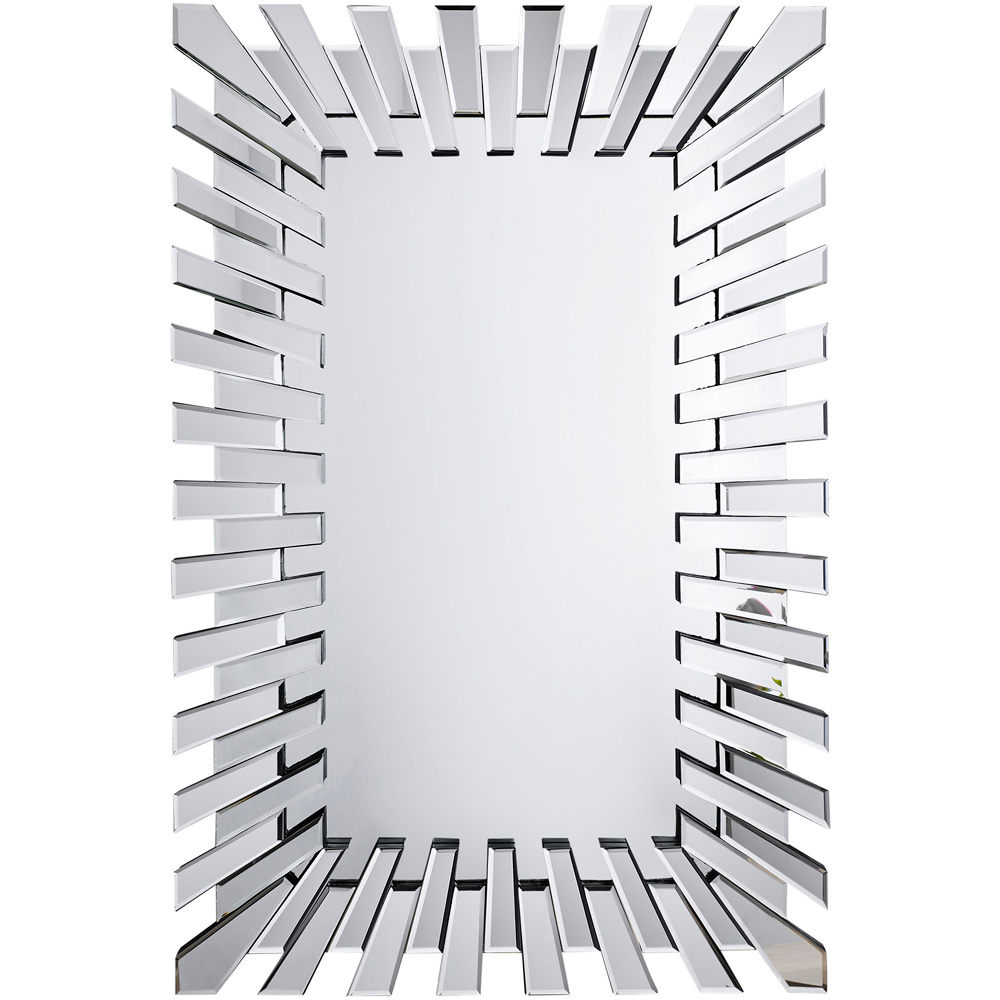 Furniturebox Astra Rectangular Silver Modern 3D Wall Mirror 100 x 66cm Image 1
