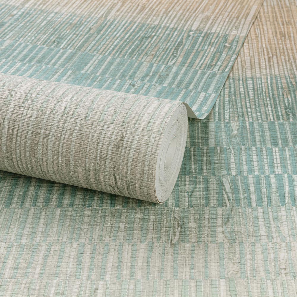 Grandeco Malibu Textile Woven Effect Teal Wallpaper Image 2