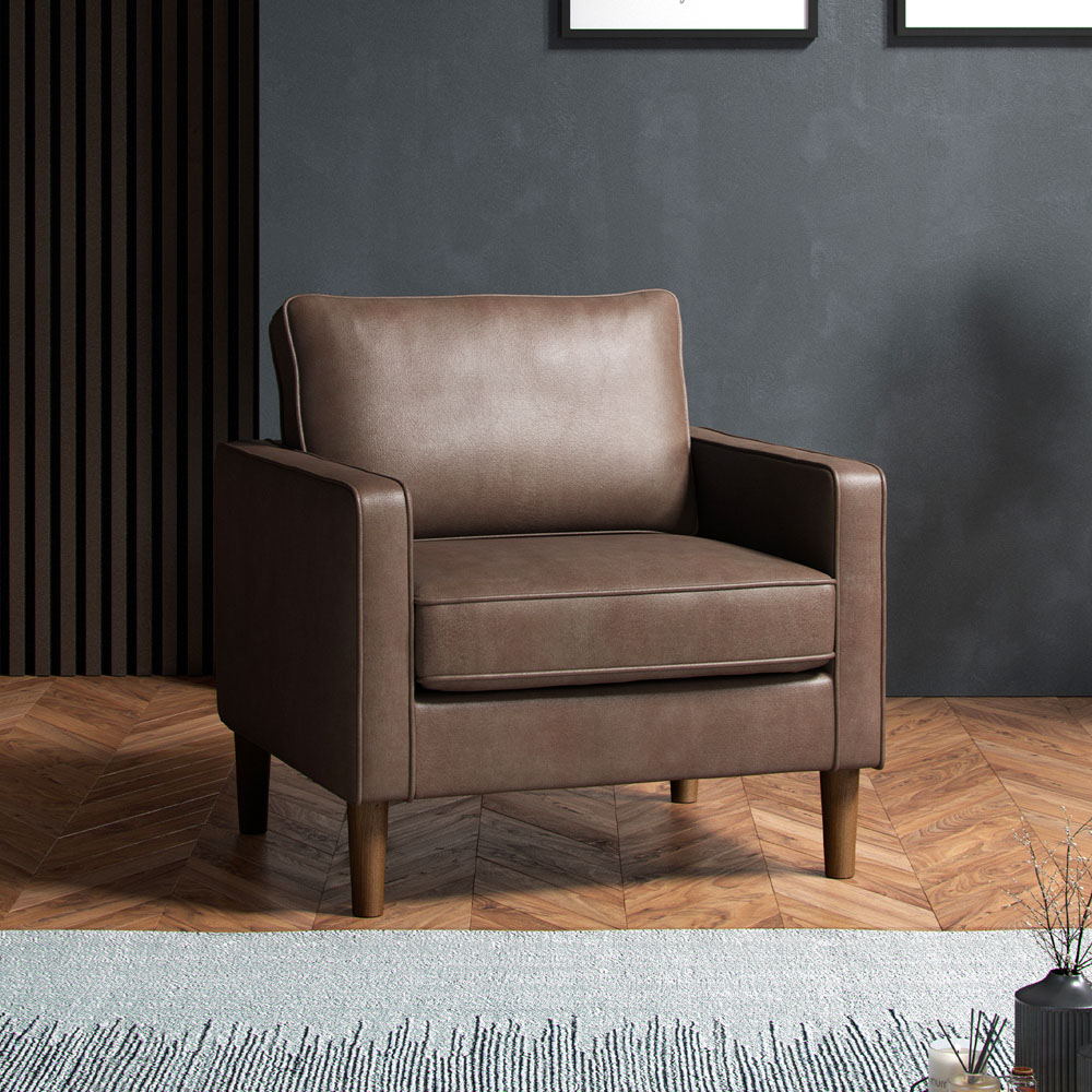 Bexhill Brown Faux Leather Armchair Image 4