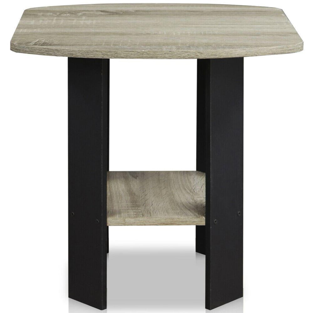 Walplus French Oak Grey and Black Simple Design Side Table Image 3