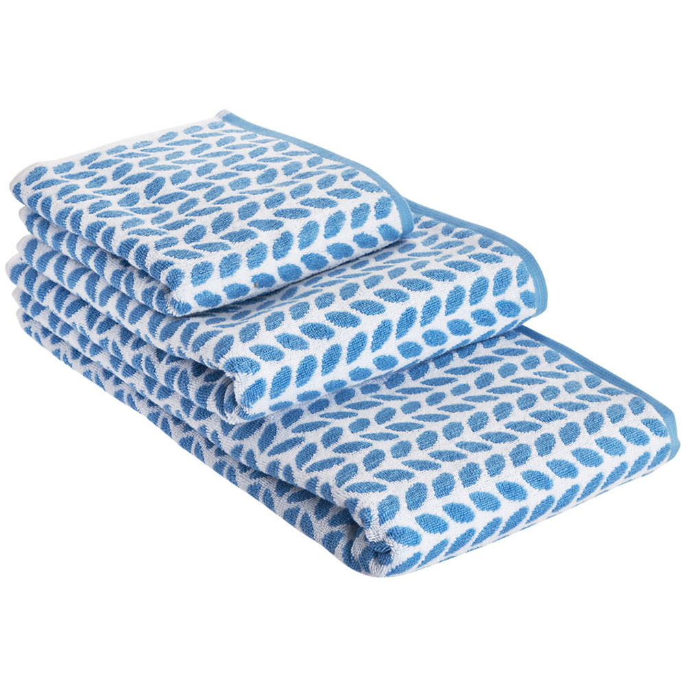 Wilko Wide Stripe Hand Towel Blue and White Wilko