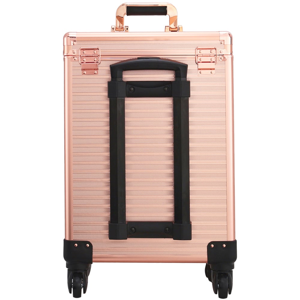 Living and Home 2 Drawer Rose Gold Portable Makeup Train Trolley Case Image 3