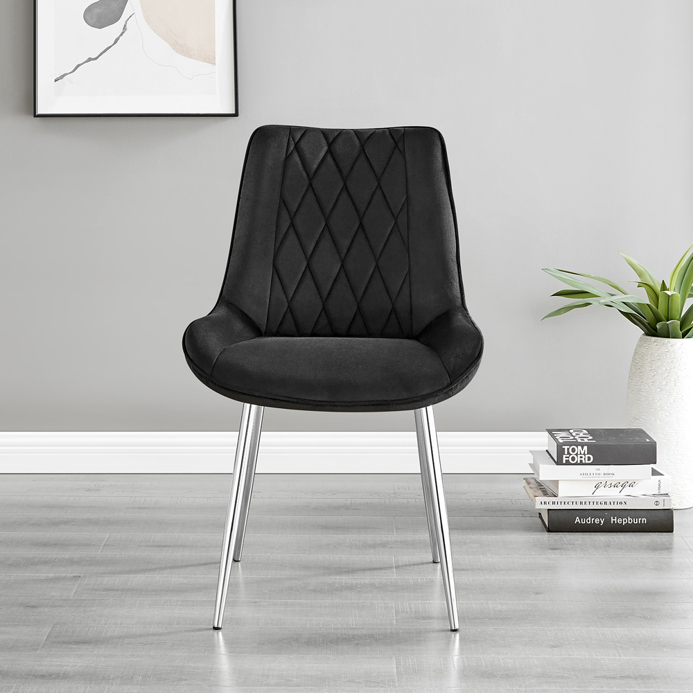 Furniturebox Copeland Cesano Marble Effect 2 Seater Dining Set White Black and Chrome Image 4