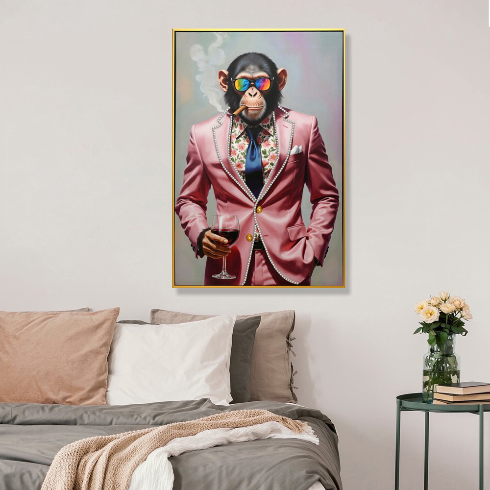 Stylish Monkey Framed Canvas Image 2